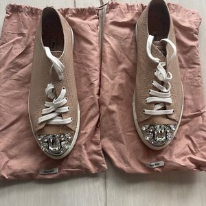 Miu Miu Leather Studded Sneaker